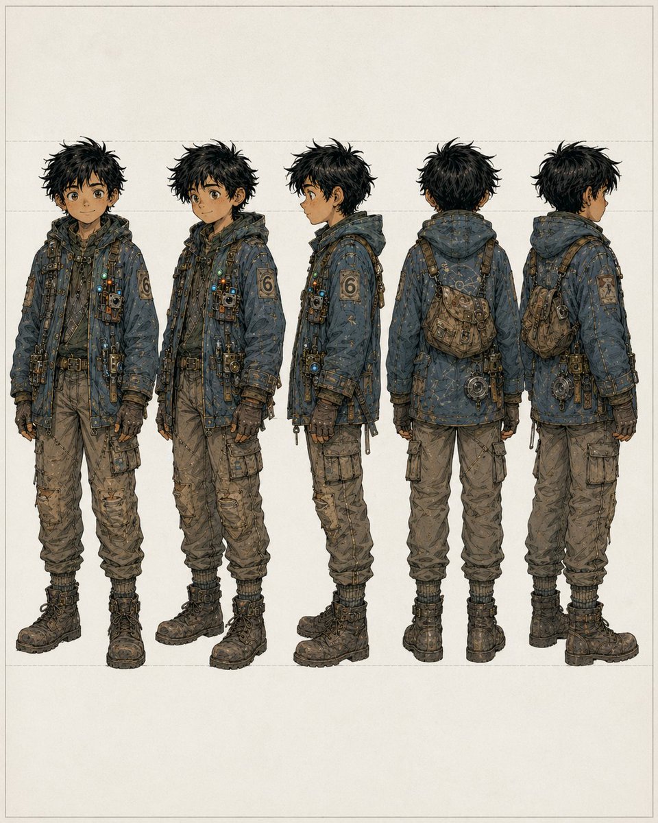 AI Prompt for Male Character Turnaround in Anime Style