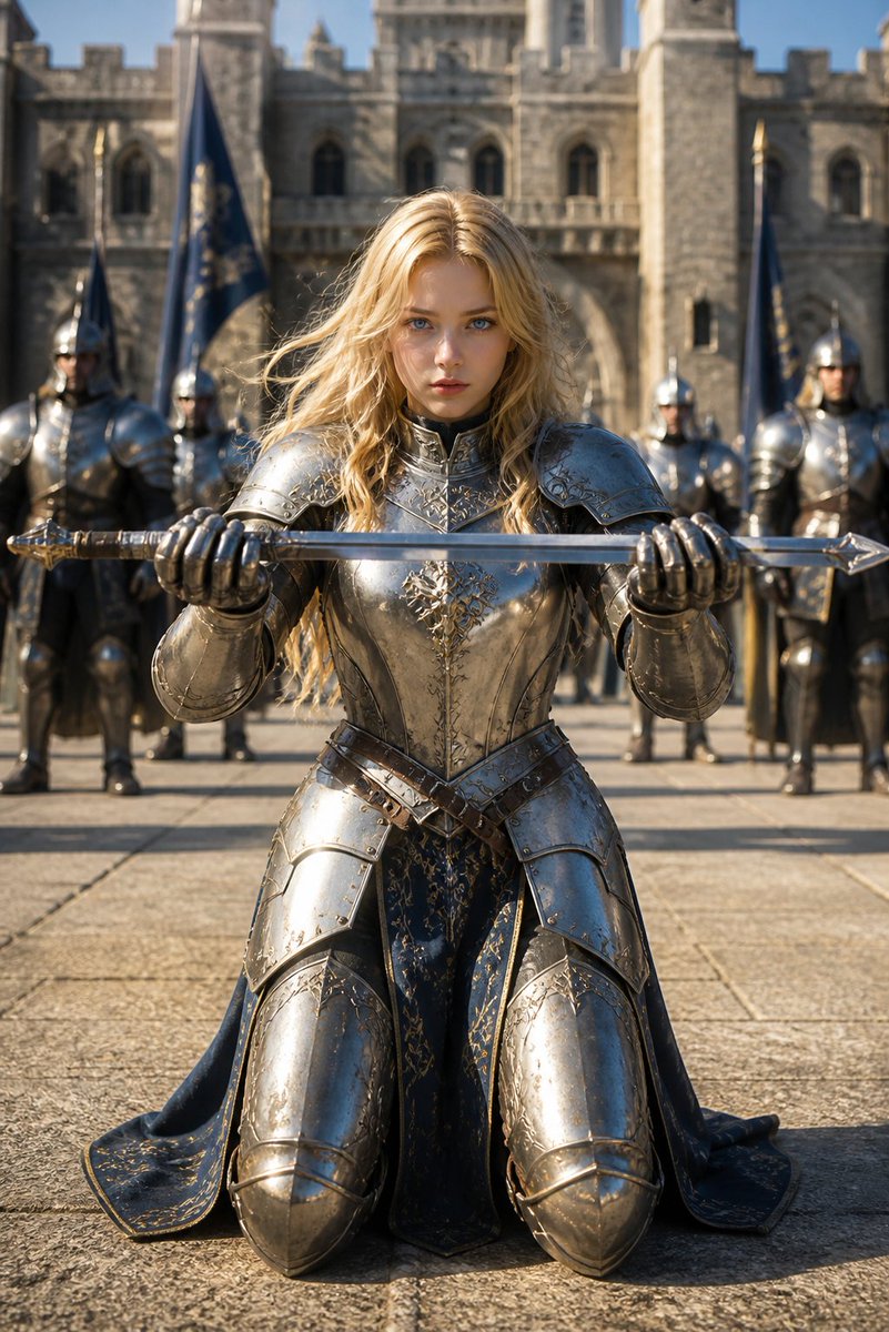 AI Prompt for Medieval Blonde Knight Fantasy Scene
