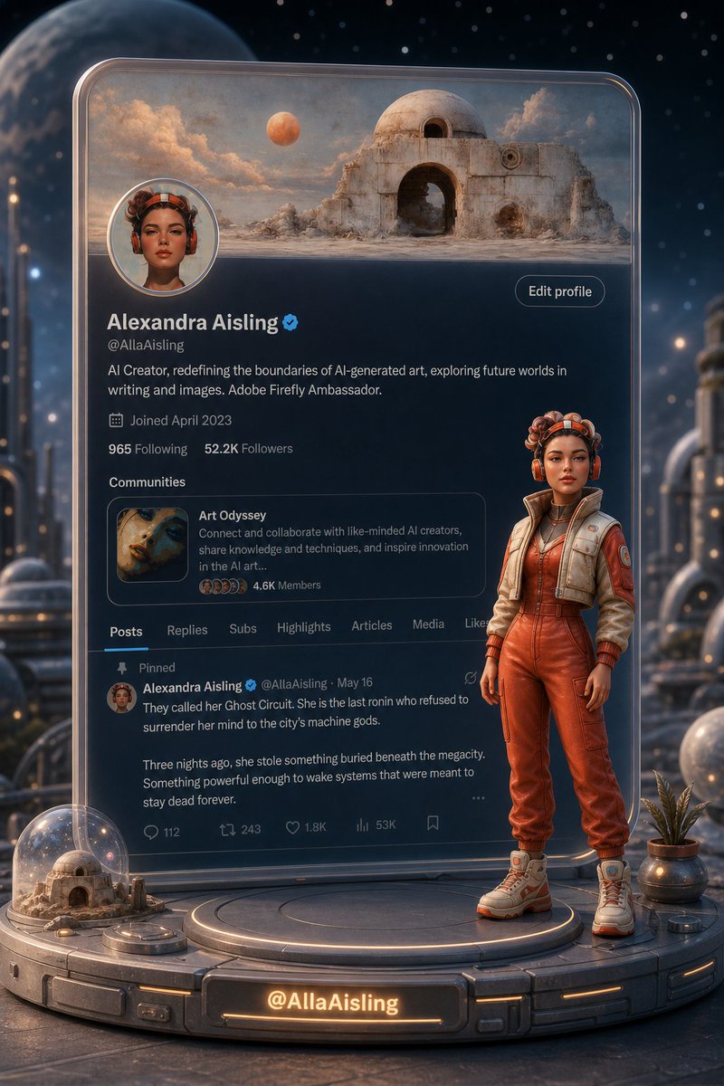 AI Prompt for Minimalist 3D Avatar in Front of Futuristic X Profile
