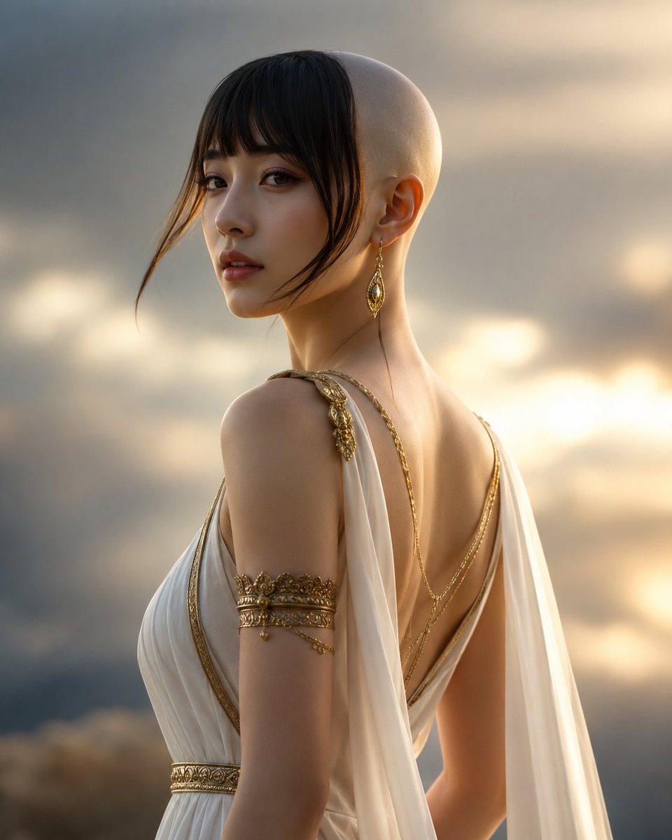 AI Prompt for Mythological Goddess Portrait with Sunset Atmosphere