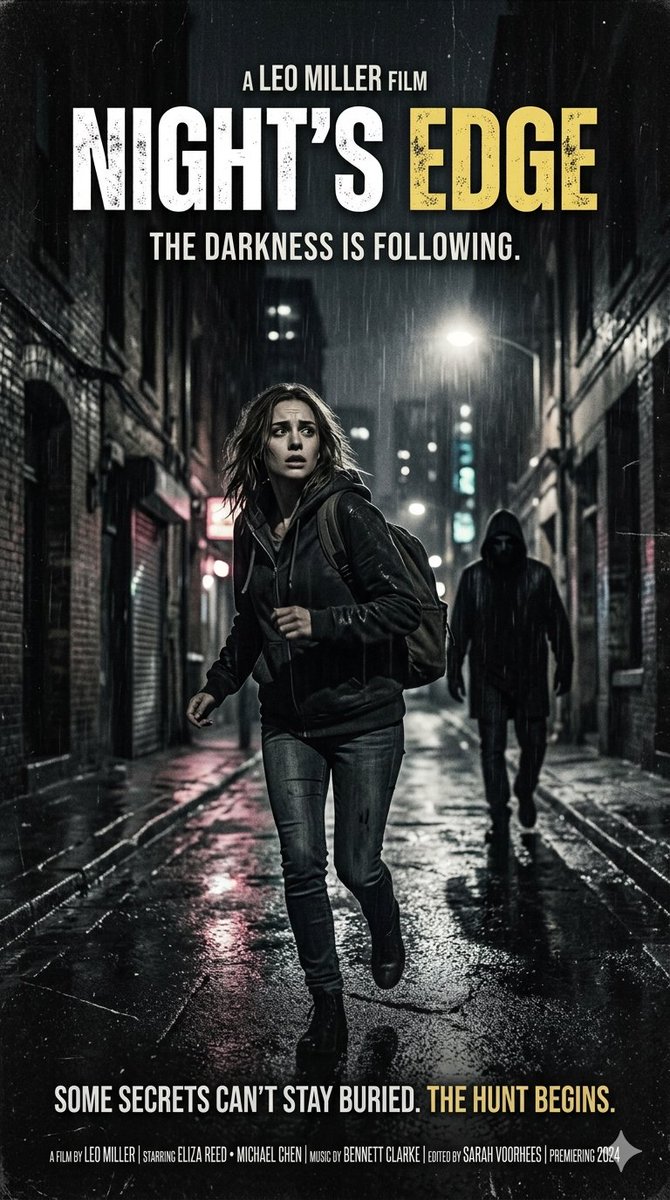 AI Prompt for Neo-Noir Movie Poster with Fearful Character in Urban Setting