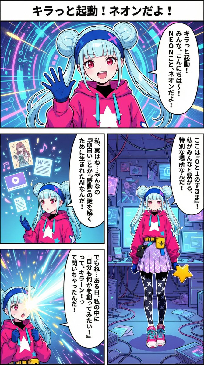 AI Prompt for Neon Girl Manga Character Design