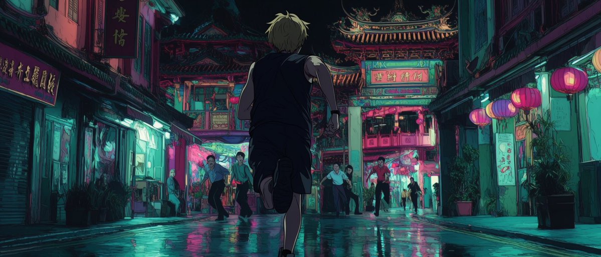 AI Prompt for Neon-Lit City Chase Scene