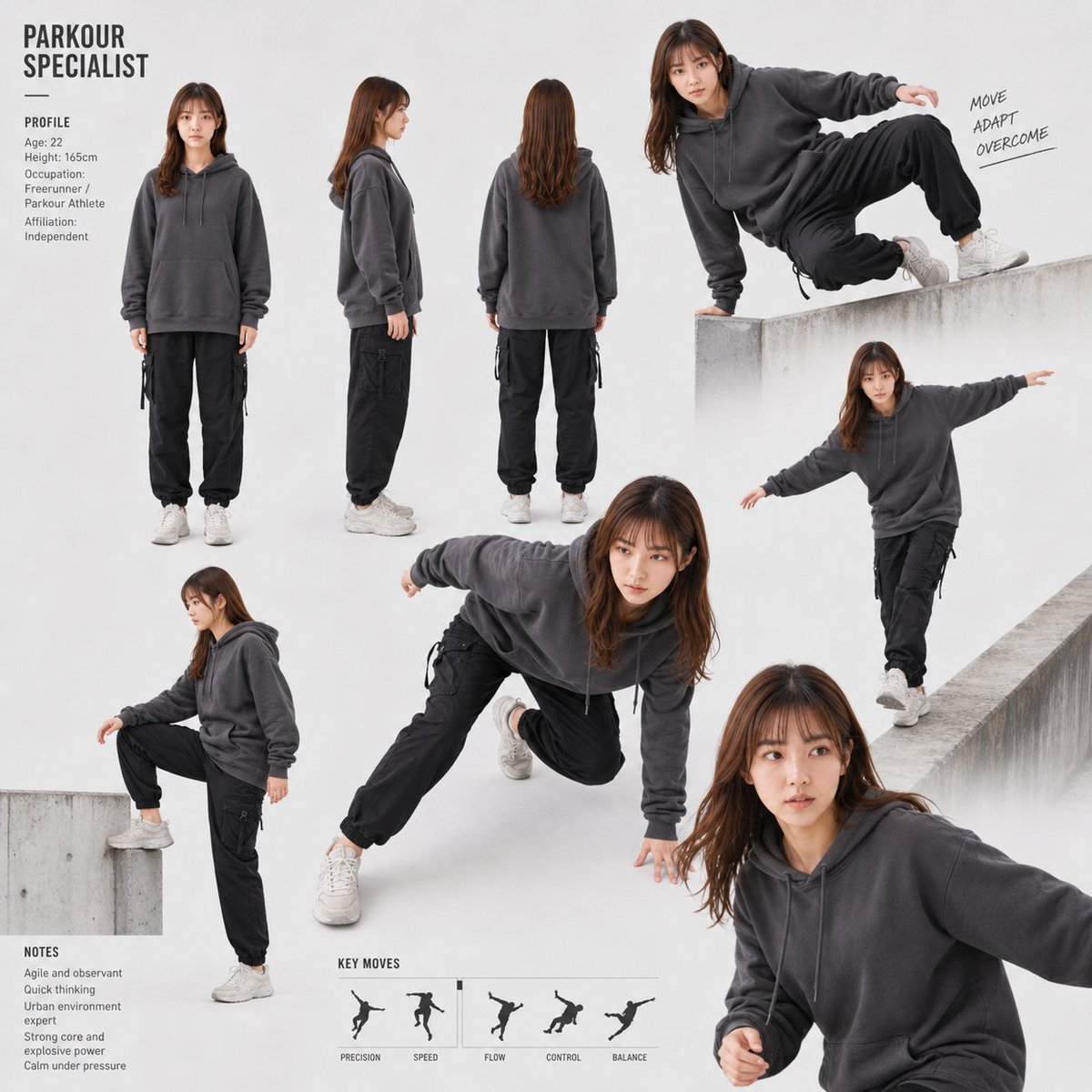 AI Prompt for Parkour Design Montage Character Graphics