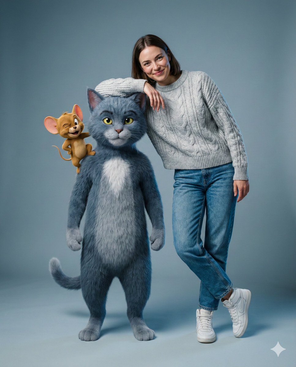 AI Prompt for Photorealistic Editorial Studio Image with Tom & Jerry 3D Characters