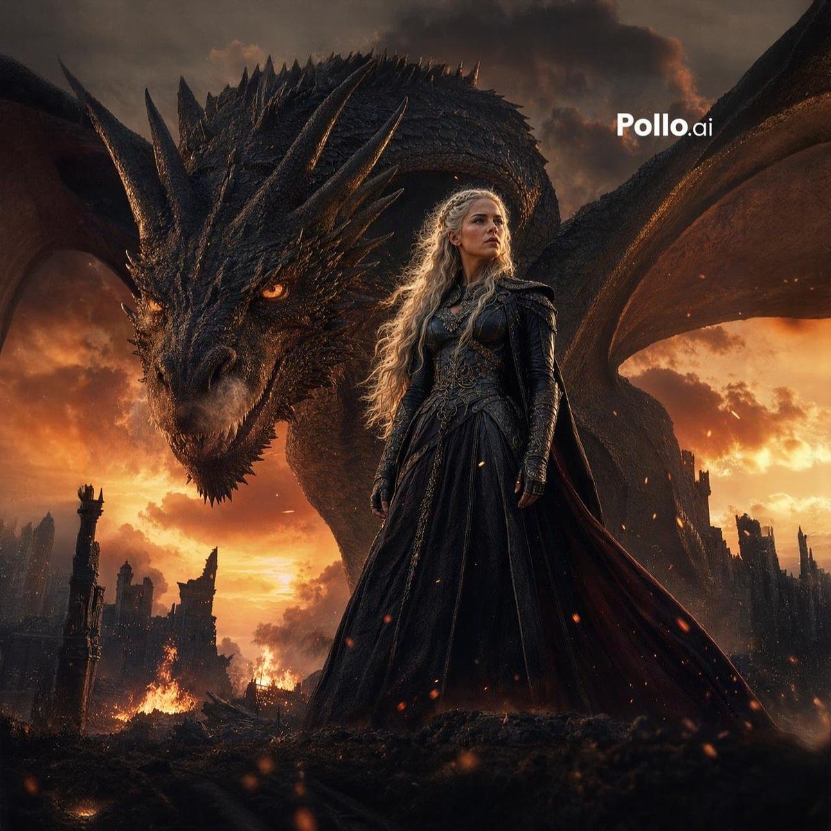 AI Prompt for Photorealistic Fantasy Dragon Queen Poster Art