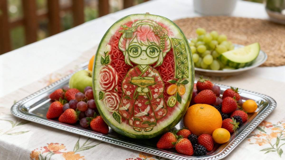 AI Prompt for Photorealistic Watermelon Carvings with Unique Character Designs