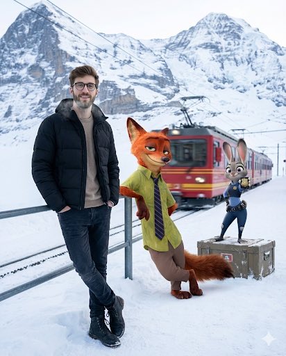 AI Prompt for Photorealistic Zootopia Character Scene with Winter Landscape