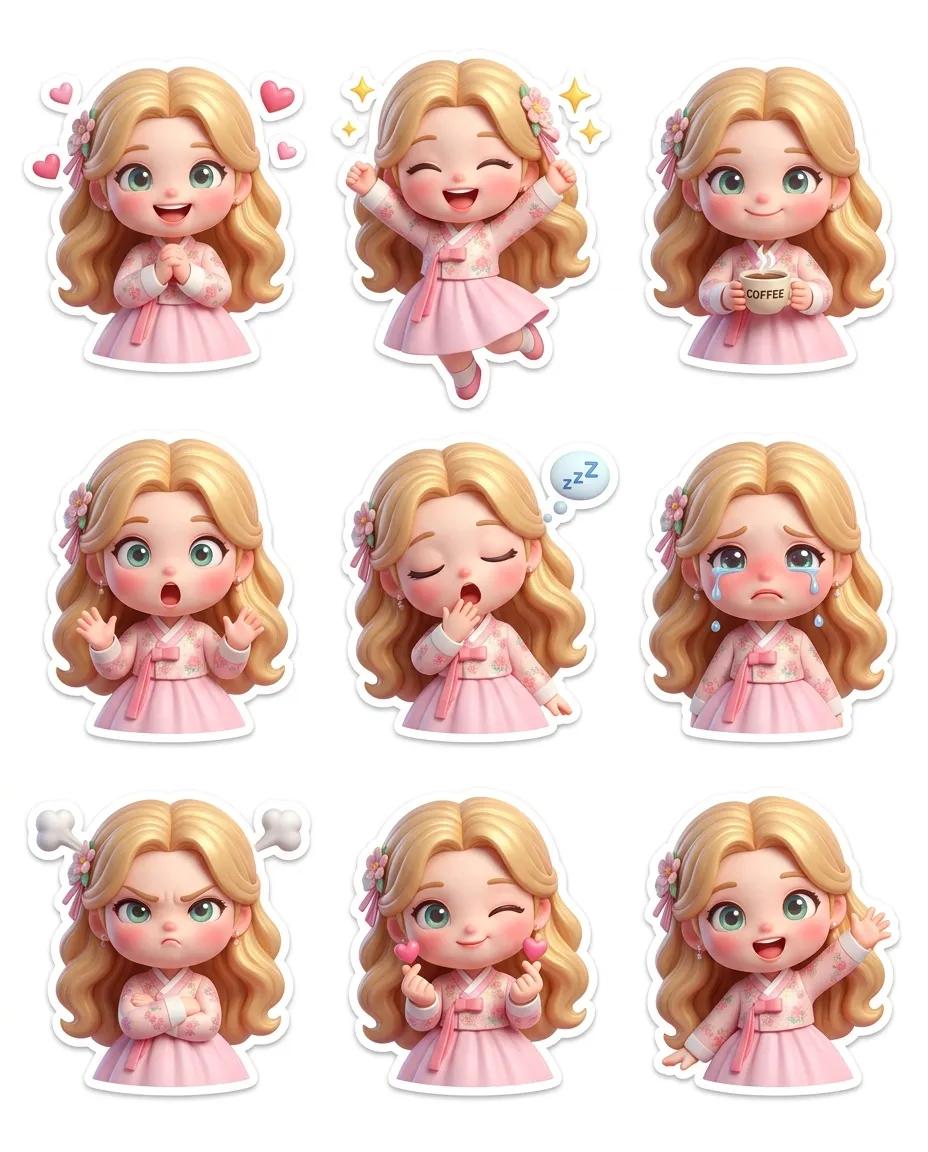 AI Prompt for Pixar-Style Chibi Sticker Sheets - Generate 3D Chibi Dolls