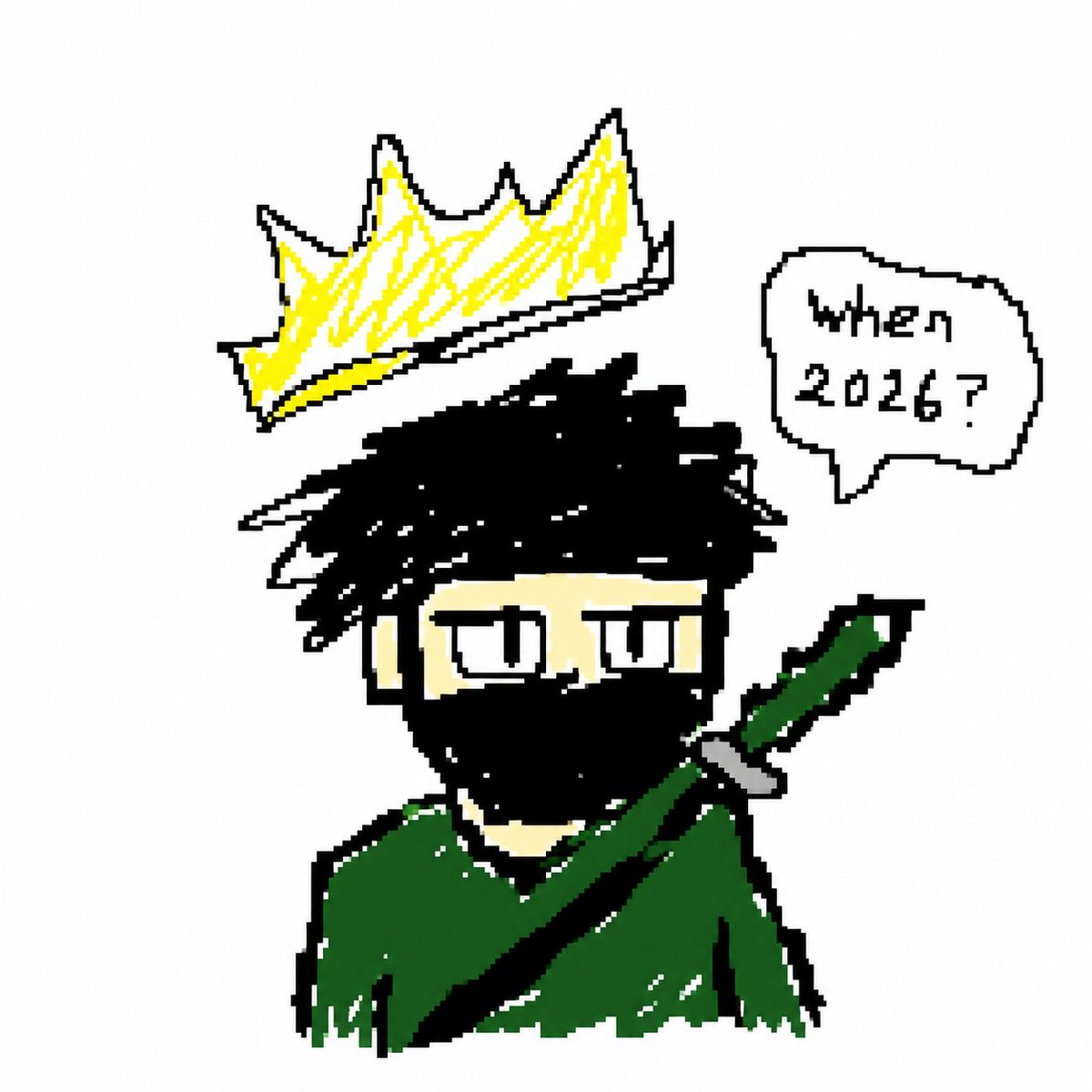 AI Prompt for Pixel Art Cartoon Characters with Swords and Speech Bubbles