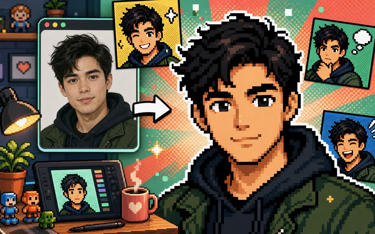 AI Prompt for Pixel Comic Selfie Avatars