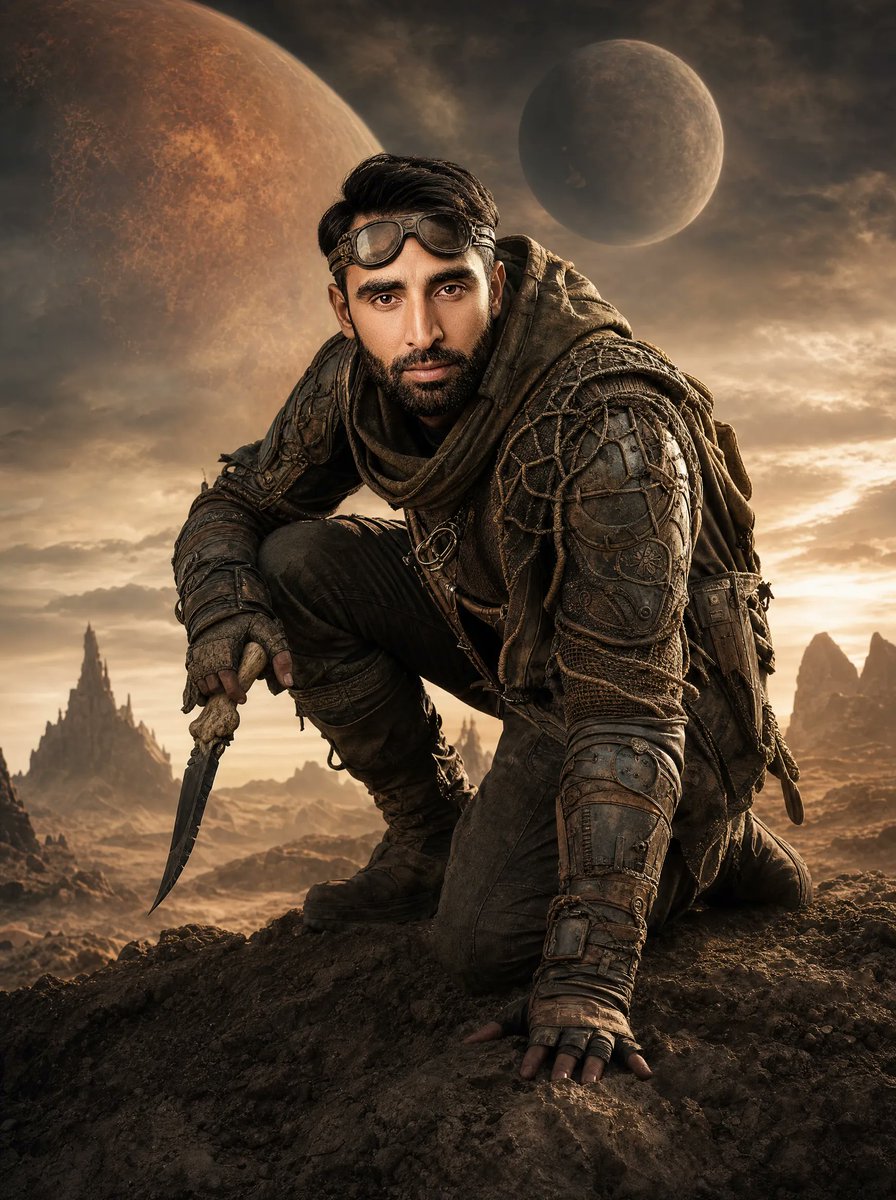 AI Prompt for Post-Apocalyptic Sci-Fi Warrior Poster
