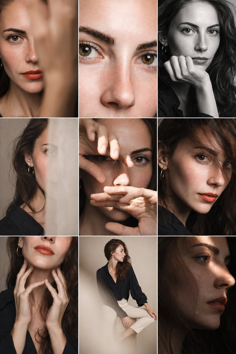 AI Prompt for Professional Editorial Portrait Photo Grids with Studio Settings