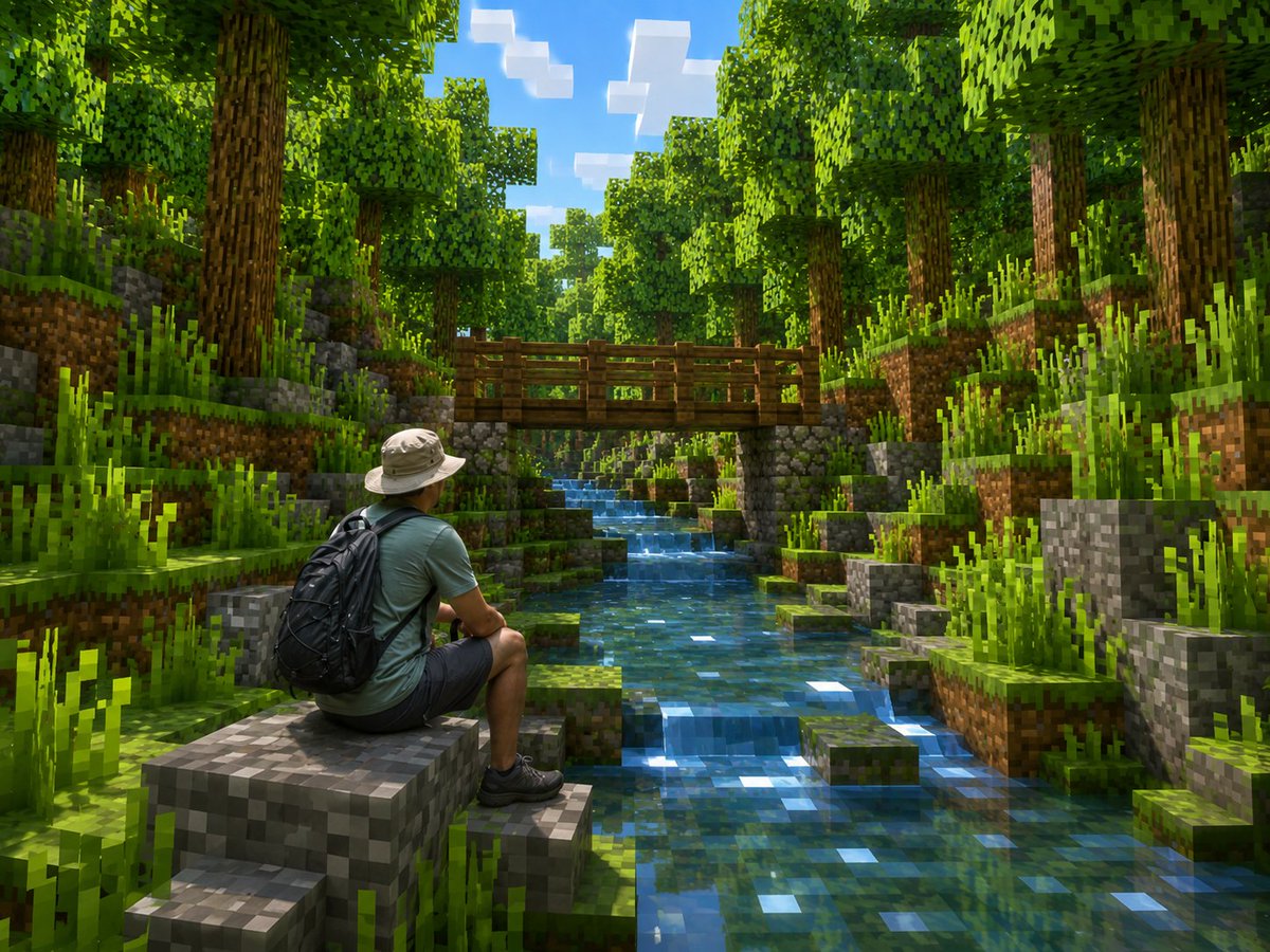 AI Prompt for Realistic 3D Minecraft Forest Character Render