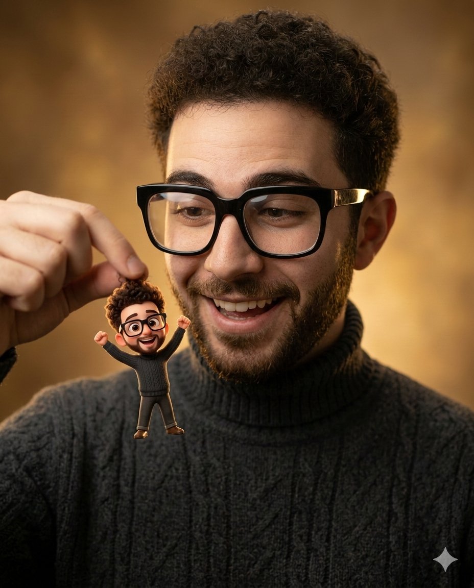 AI Prompt for Realistic Cartoon Self-Portrait with Miniature