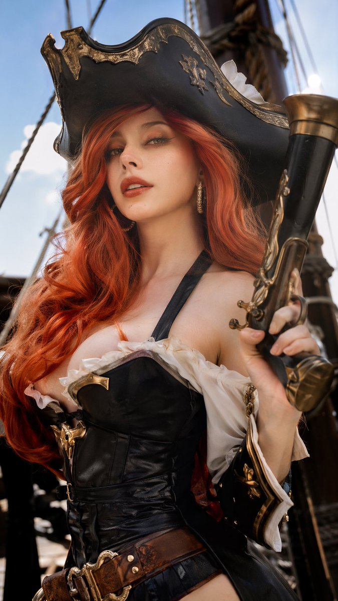 AI Prompt for Realistic Female Pirate Portrait with Prop Weapon