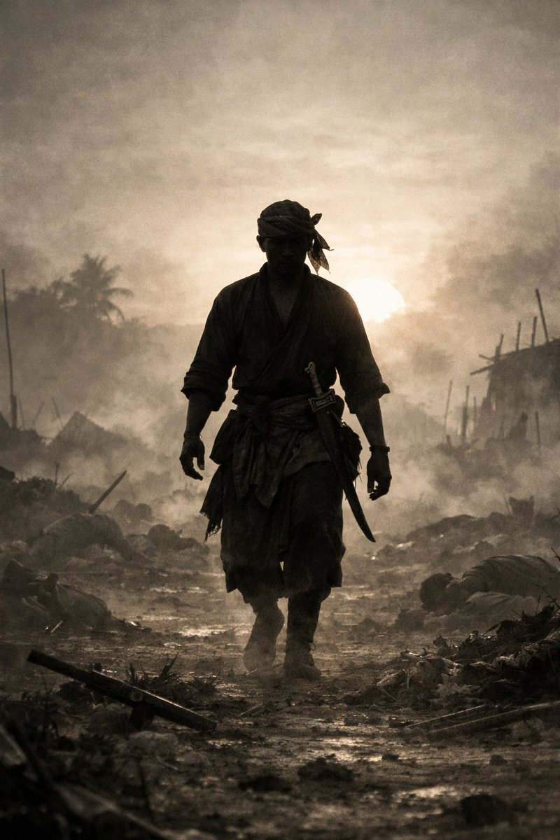 AI Prompt for Realistic Javanese Warrior Battlefield at Dawn