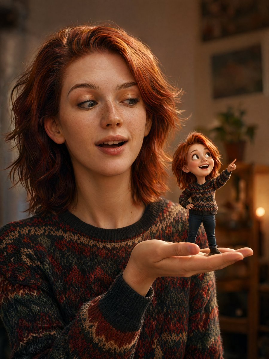 AI Prompt for Realistic Portrait with 3D Miniature Character