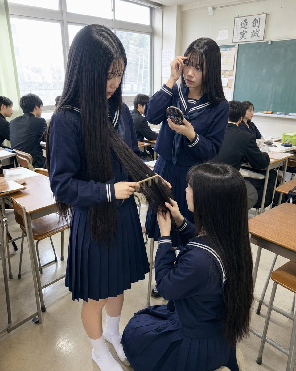 AI Prompt for Realistic Youth Scene Generation: Japanese Schoolgirls in Sailor Uniforms