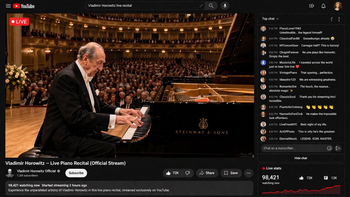 AI Prompt for Realistic YouTube Thumbnail of Classical Piano Recital