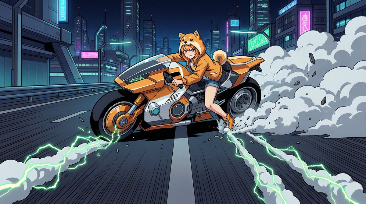 AI Prompt for Recreating the Iconic AKIRA Slide Brake Scene in Cyberpunk Anime Style