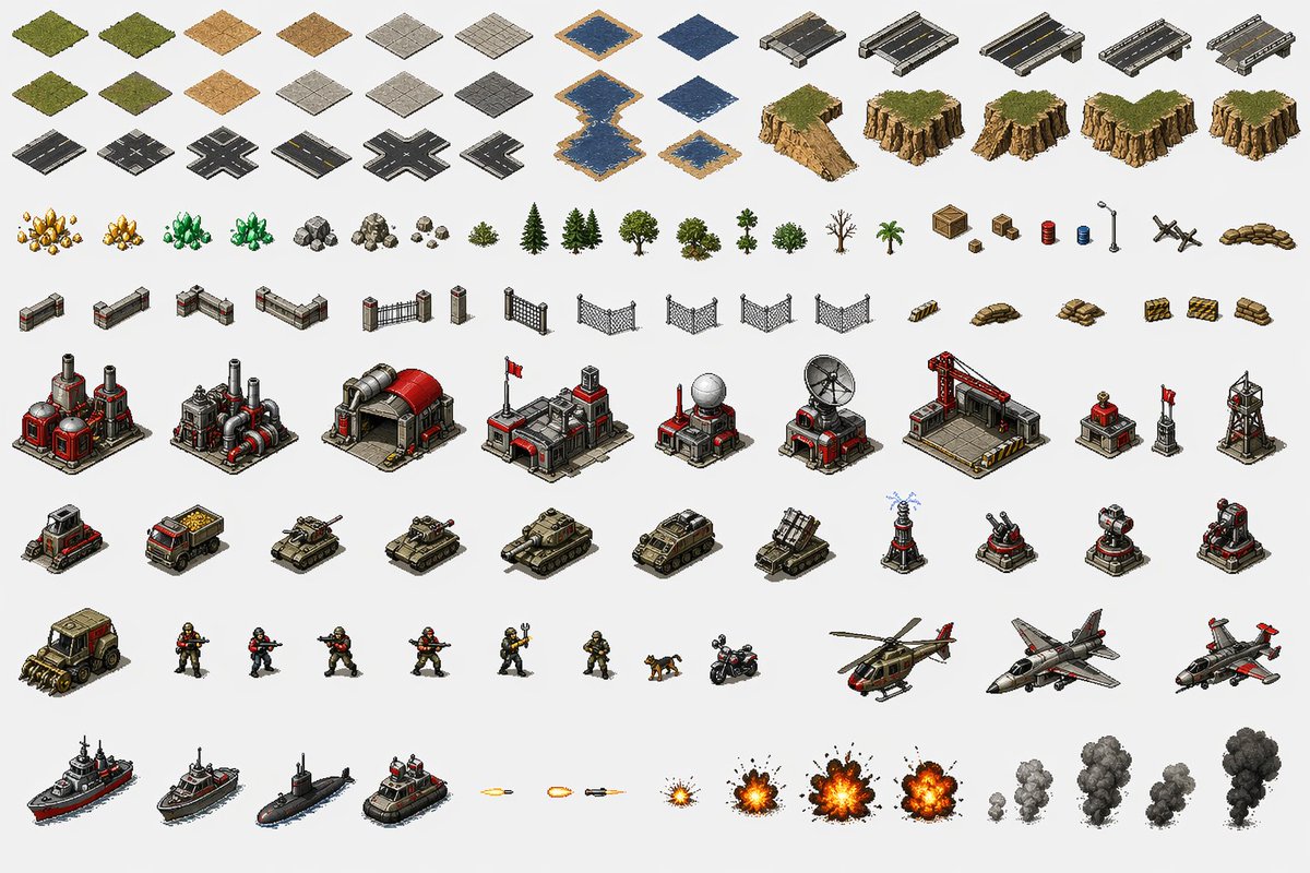 AI Prompt for Red Alert Style Pixel Art Sprite Sheets