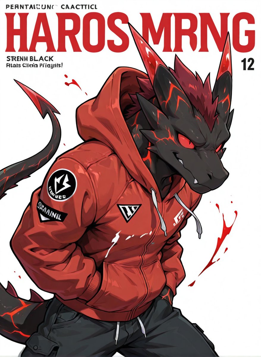 AI Prompt for Red Lava Dragon Anime Character Art in Streetwear Style