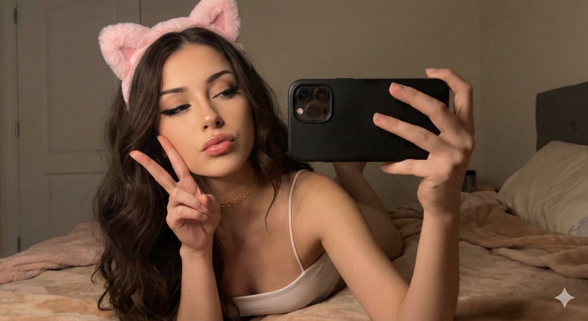 AI Prompt for Seductive Catgirl Selfie Portrait - Photorealistic Kawaii Art