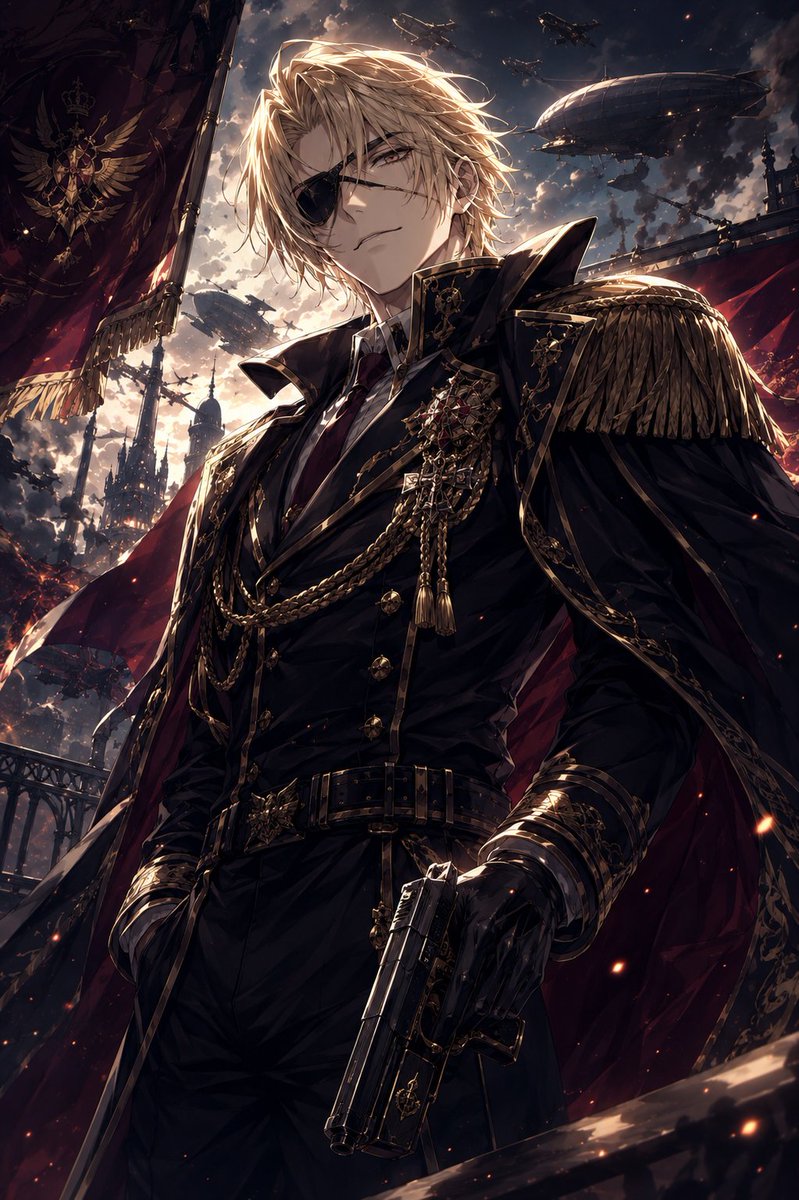 AI Prompt for Steampunk Anime Marshal Portrait in Imperial Battlefield Setting