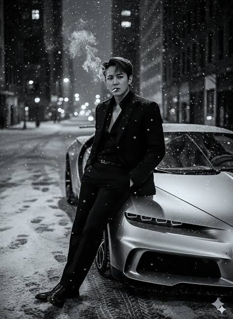 AI Prompt for Stylish Cyberpunk Cityscape with Sports Car and Man