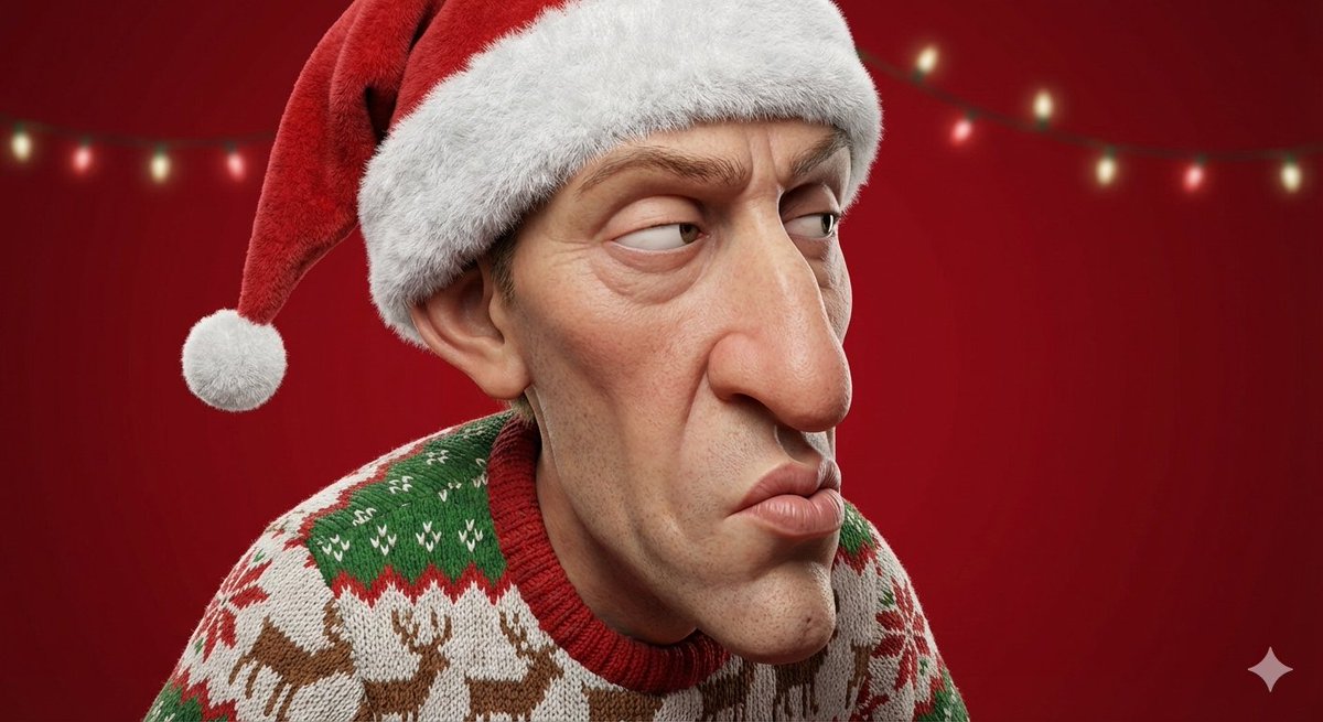 AI Prompt for Stylized 3D Cartoon Portrait with Realistic Textures and Christmas Theme