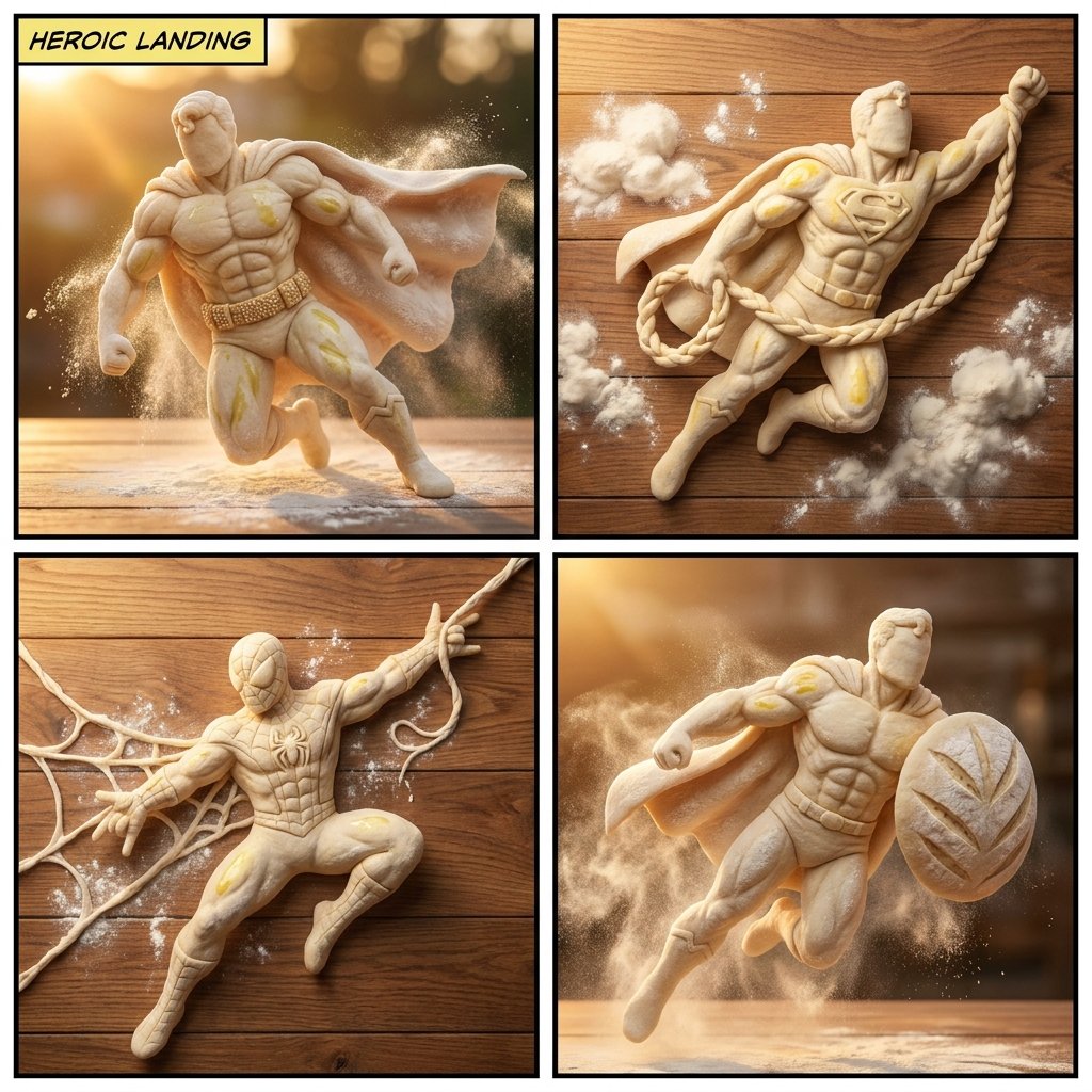 AI Prompt for Superhero Bread Dough Illustrations