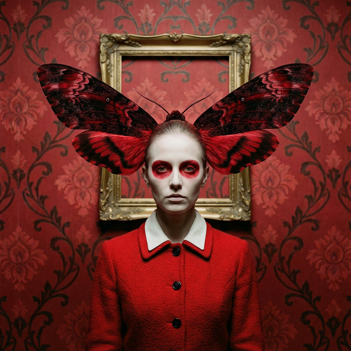 AI Prompt for Surreal Moth-Winged Female Portrait Generation