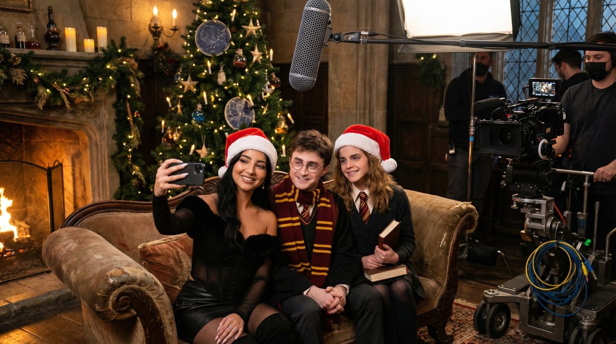 AI Prompt for Ultra-Photorealistic BTS Selfie with Harry Potter Characters and Identity Lock
