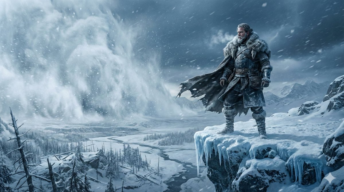 AI Prompt for Ultra-Realistic Frozen Cliff Warrior Scene