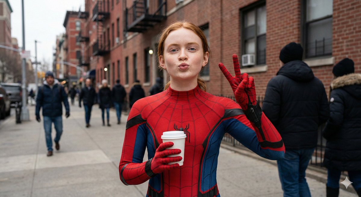 AI Prompt for Ultra Realistic Spider-Girl Portrait: Sadie Sink in Spider-Man Suit