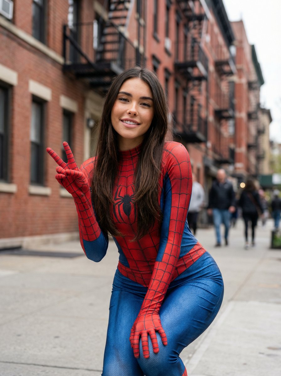 AI Prompt for Ultra-Realistic Spider-Man Portrait with Sadie Sink Likeness