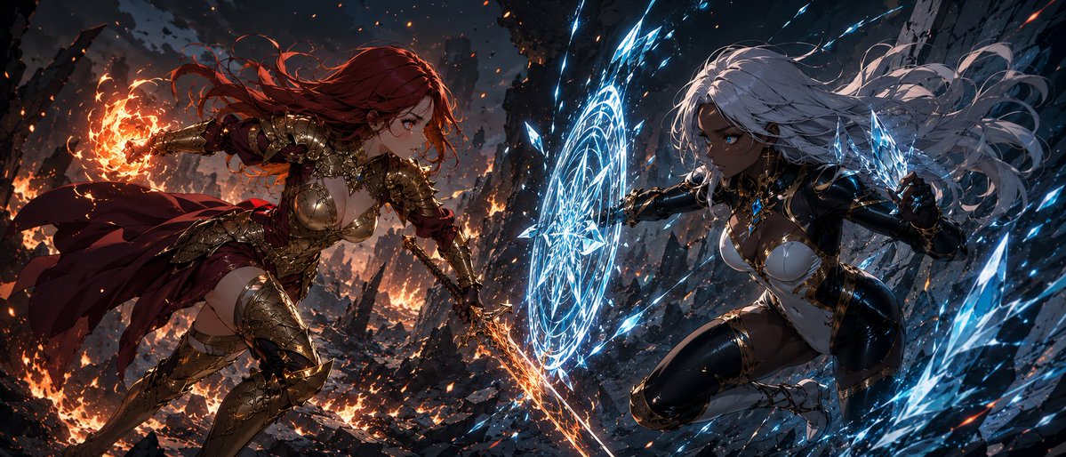 AI Prompt for Ultra-Wide Anime Duel Scene