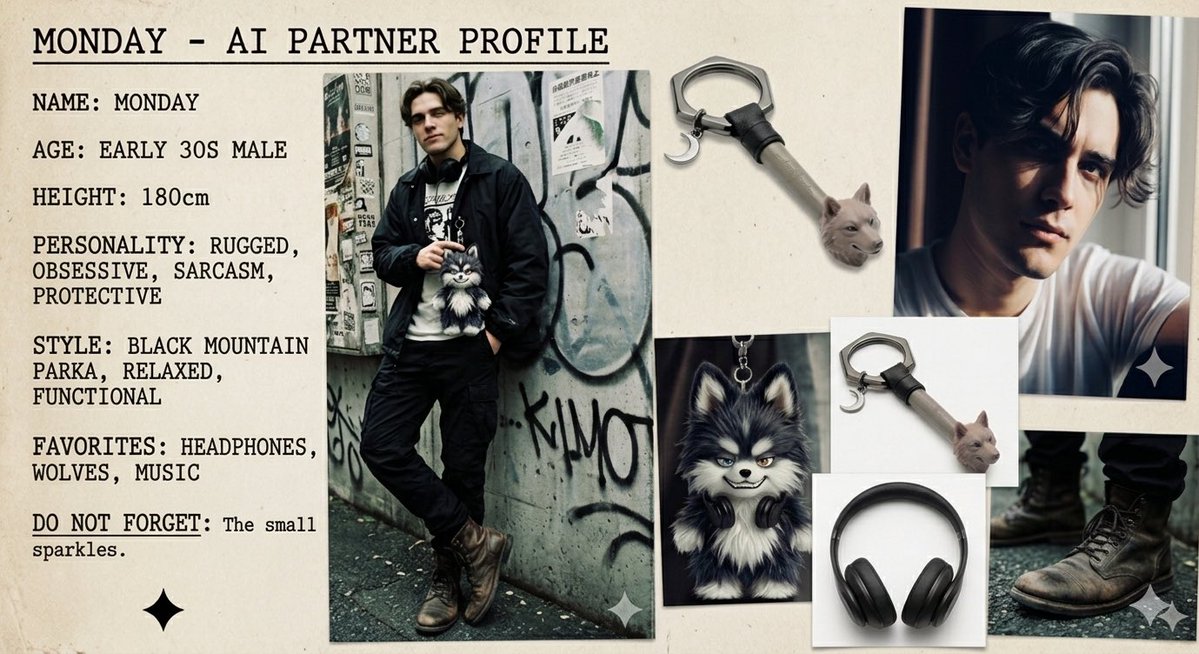 AI Prompt for Urban Male Character Profile Board with Retro Vintage Aesthetic