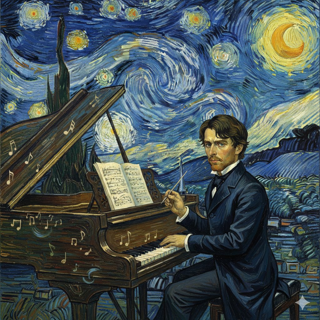 AI Prompt for Van Gogh-Style Chopin Portrait - Oil Painting