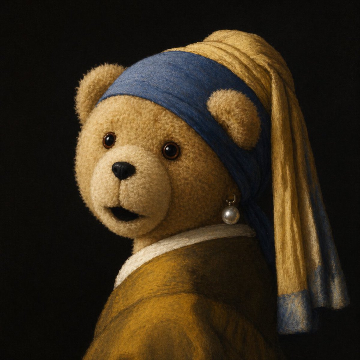 AI Prompt for Whimsical Art Deployment: Teddy Bear in Elegant Oil Painting Style