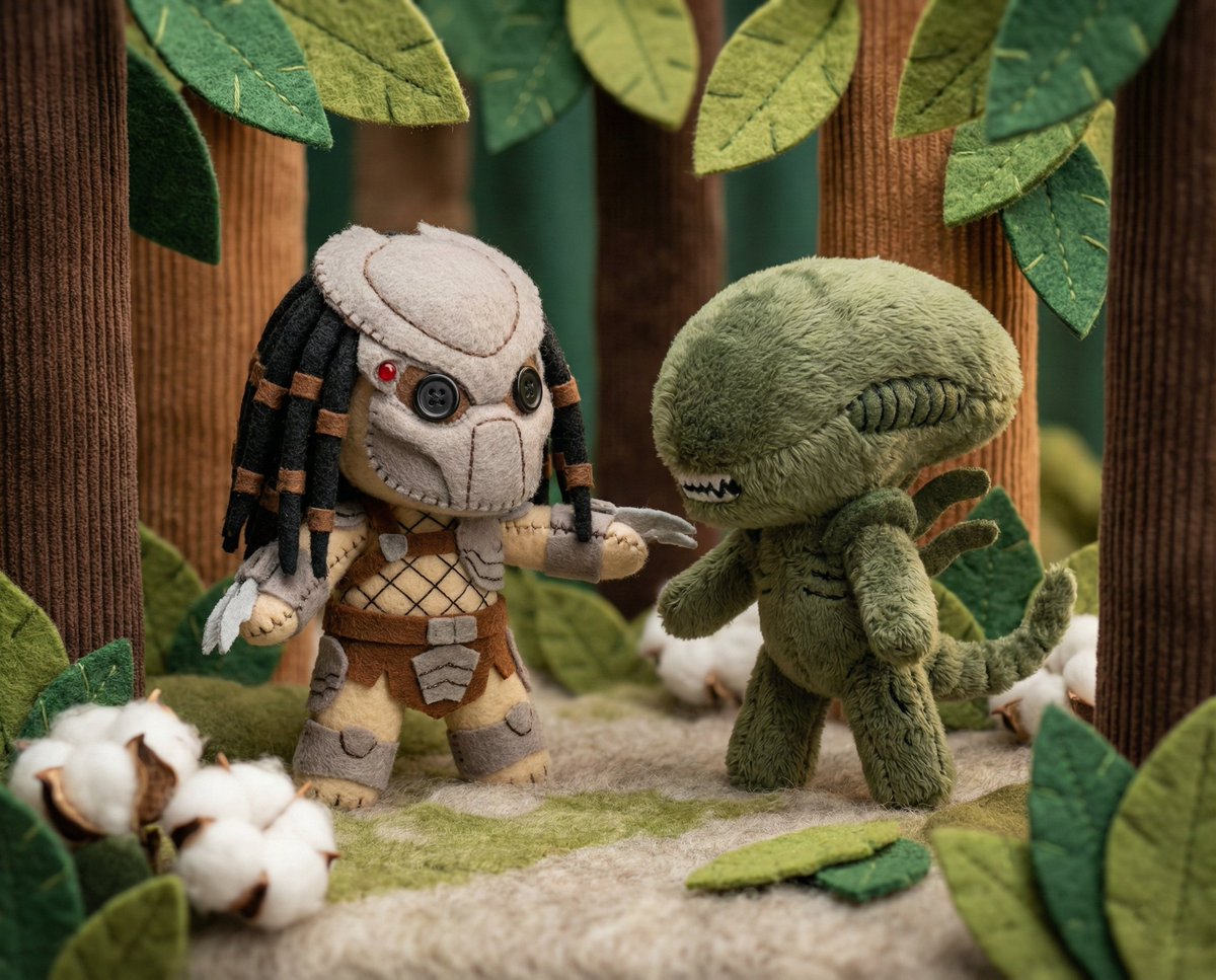 AI Prompt for Whimsical Plush Toy Diorama of Little Red Riding Hood