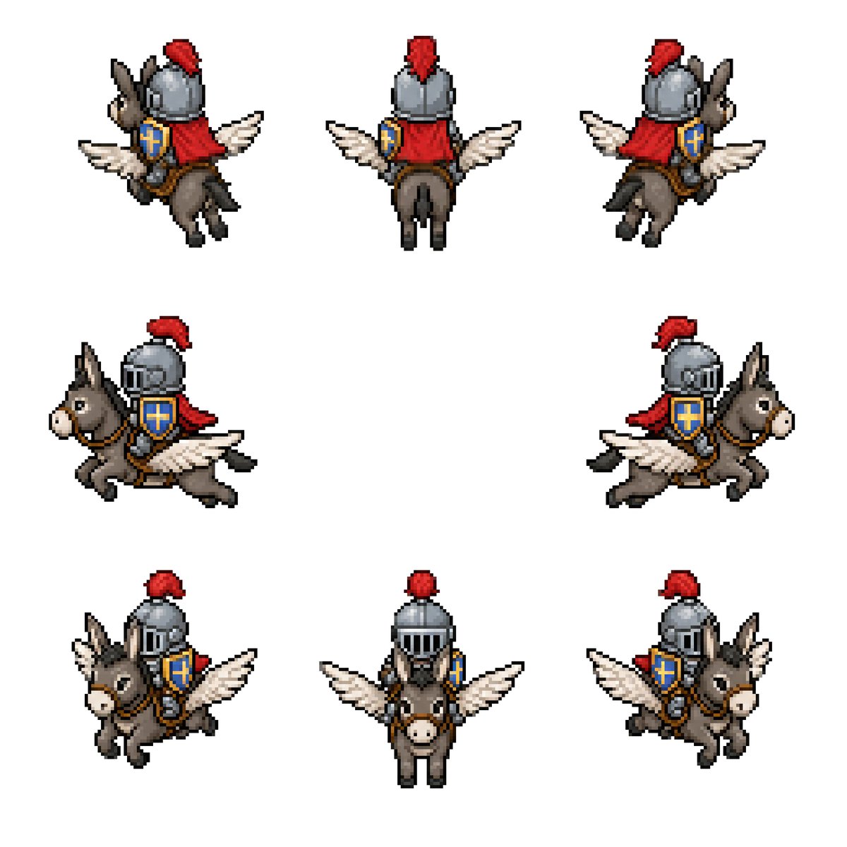 AI Prompt for Winged Donkey Knight Pixel Art Sprite Sheet