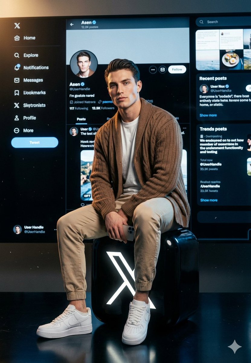 AI Prompt for X Logo Scene with UI Background
