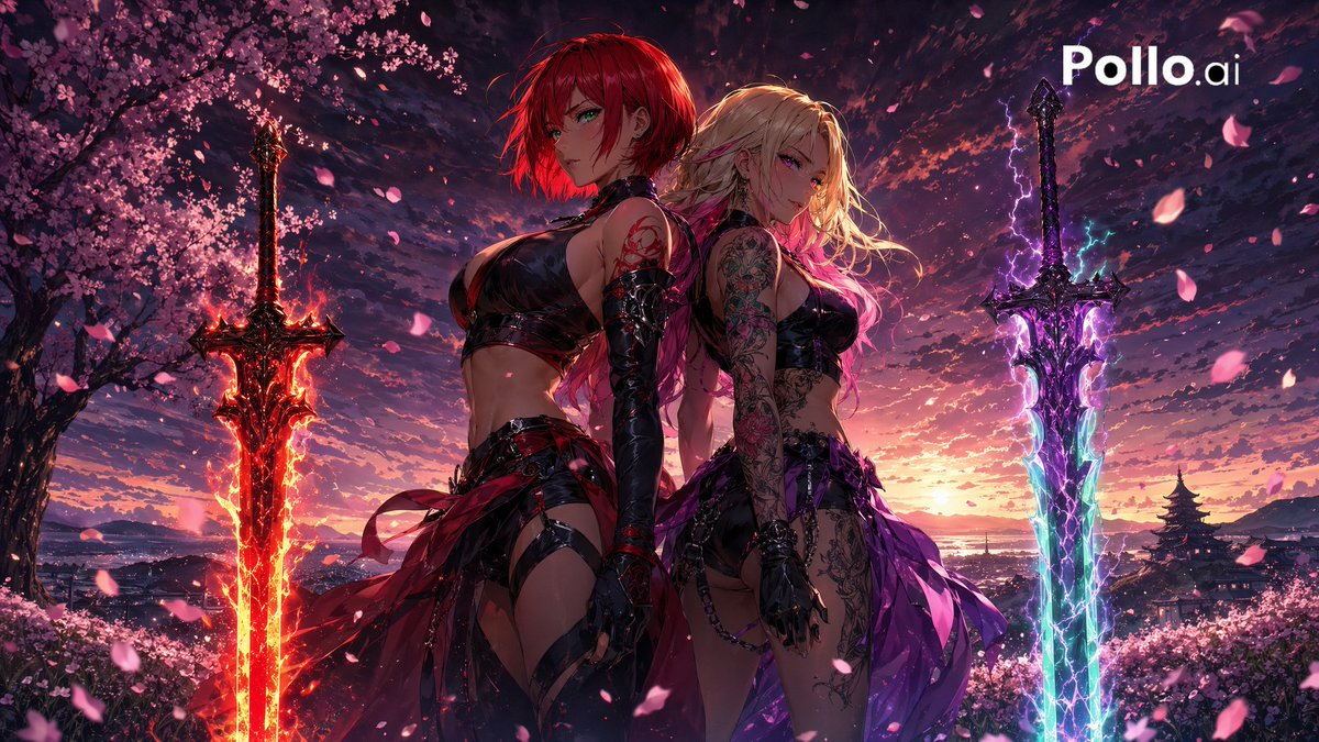 AI Prompt: Generate Cinematic Sakura Dusk Fantasy Female Warriors Art