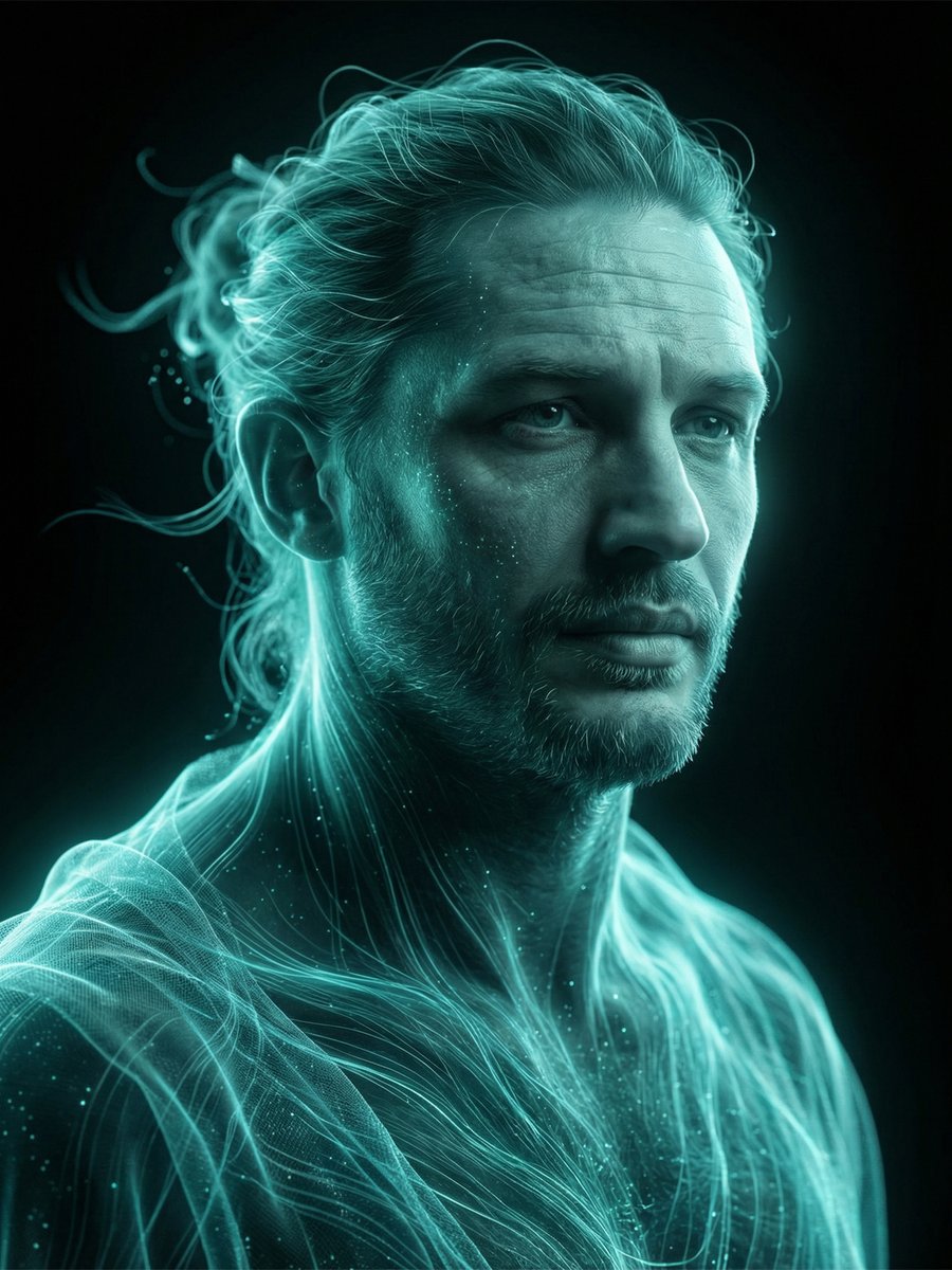 AI Prompt: Glowing Energy Strands Portrait - Cyberpunk Portrait for Nanobanana