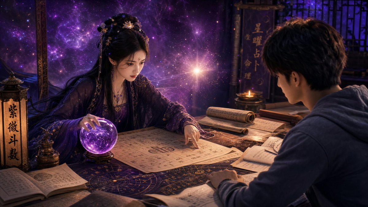 AI Prompt: Mysterious Fortune Teller Scene with Young Man