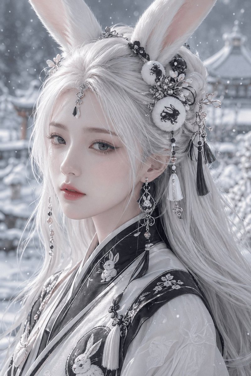 AI Prompt: Ultra-Realistic Hanfu Portrait with Rabbit Ears