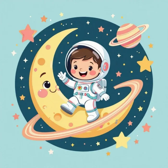 Astronaut Moon Kids T-Shirt Design