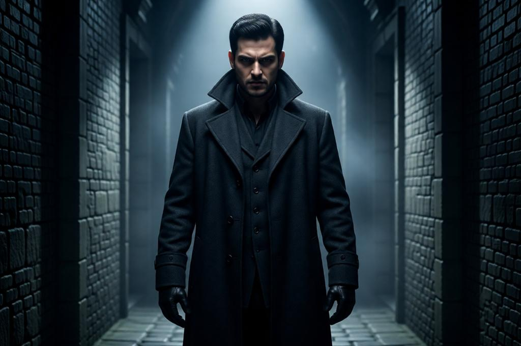 Cinematic Villain Portrait – Dark Wool Coat, 8K Photorealism